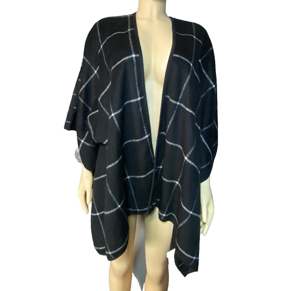 Old Navy Oversized Lightweight Checkered Cape Kimono Black &‎ White Womens M-L